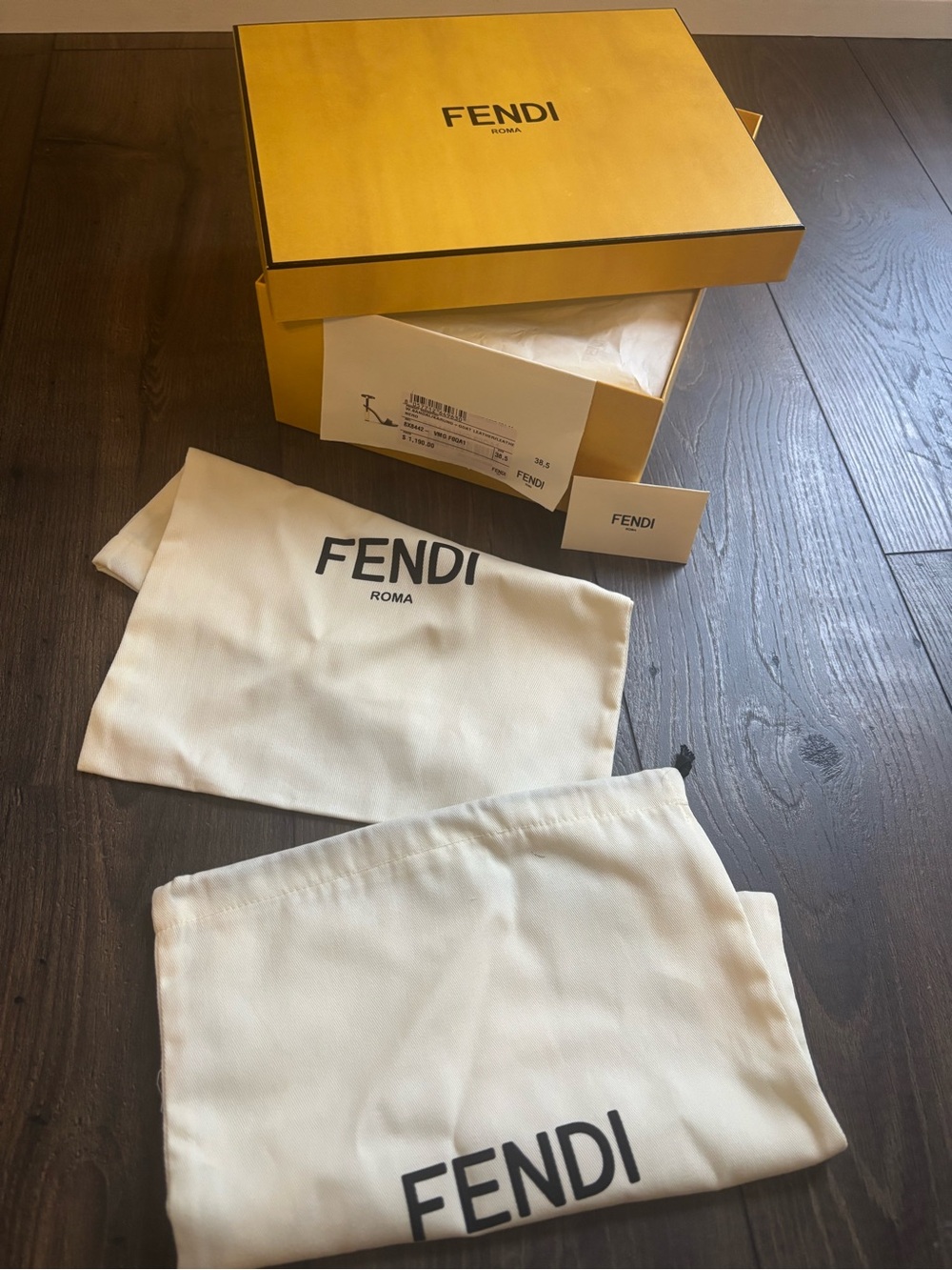 Fendi Delphine Ankle Strap Heel with Gold Block Heel - Picture 5 of 5